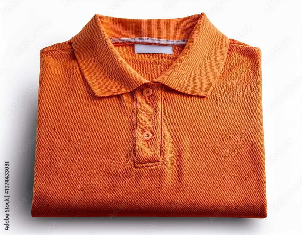 Orange collar polo tee shirt mock up in isolated on white, full depth of view, design concept Orange collar polo tee shirt mock up in isolated on white, full depth of view, design concept