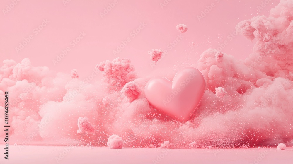 A soft pink heart emerges from fluffy clouds, creating a dreamy and romantic atmosphere, perfect for expressing love and affection. A soft pink heart emerges from fluffy clouds, creating a dreamy and romantic atmosphere, perfect for expressing love and affection.