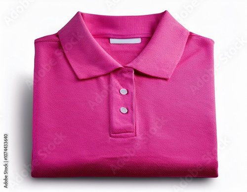 Pink collar polo tee shirt mock up in isolated on white, full depth of view, design concept 