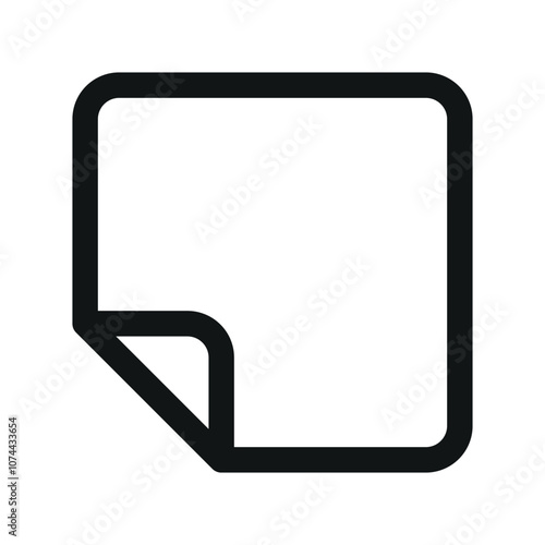 Sticker UI icon, note simple line user interface vector symbol