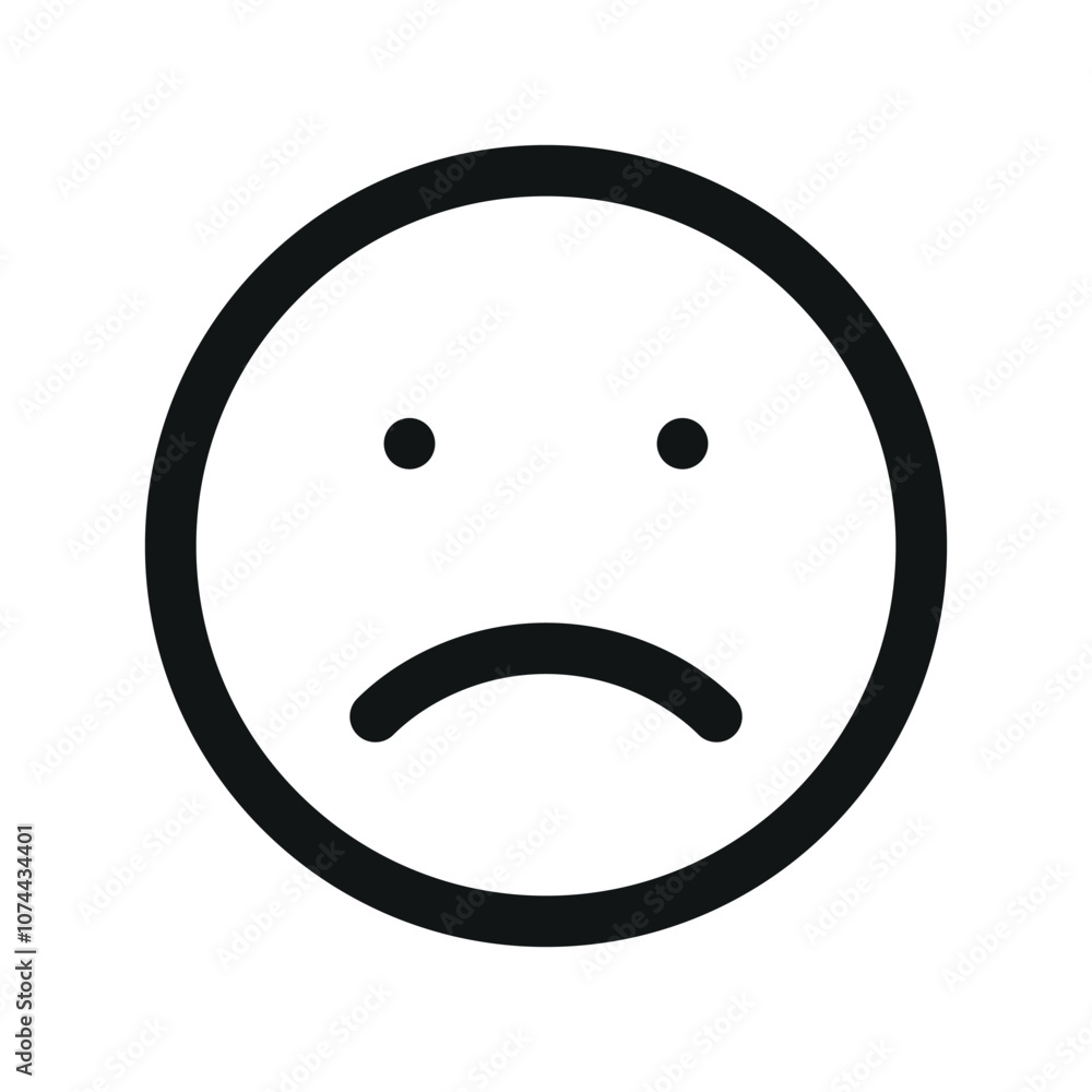 Sad smile UI icon, bad review simple line user interface vector symbol Sad smile UI icon, bad review simple line user interface vector symbol