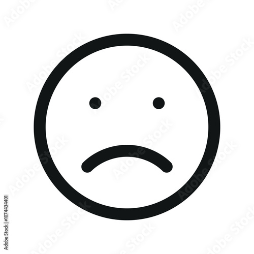 Sad smile UI icon, bad review simple line user interface vector symbol