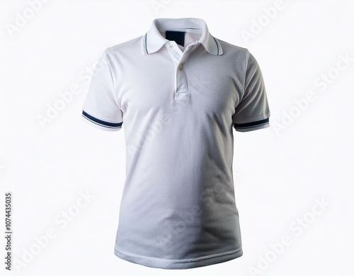 White collar polo tee shirt mock up in isolated on white, full depth of view, design concept  photo