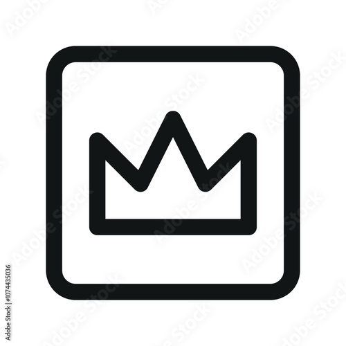 Crown square UI icon, loyalty program simple line user interface vector symbol