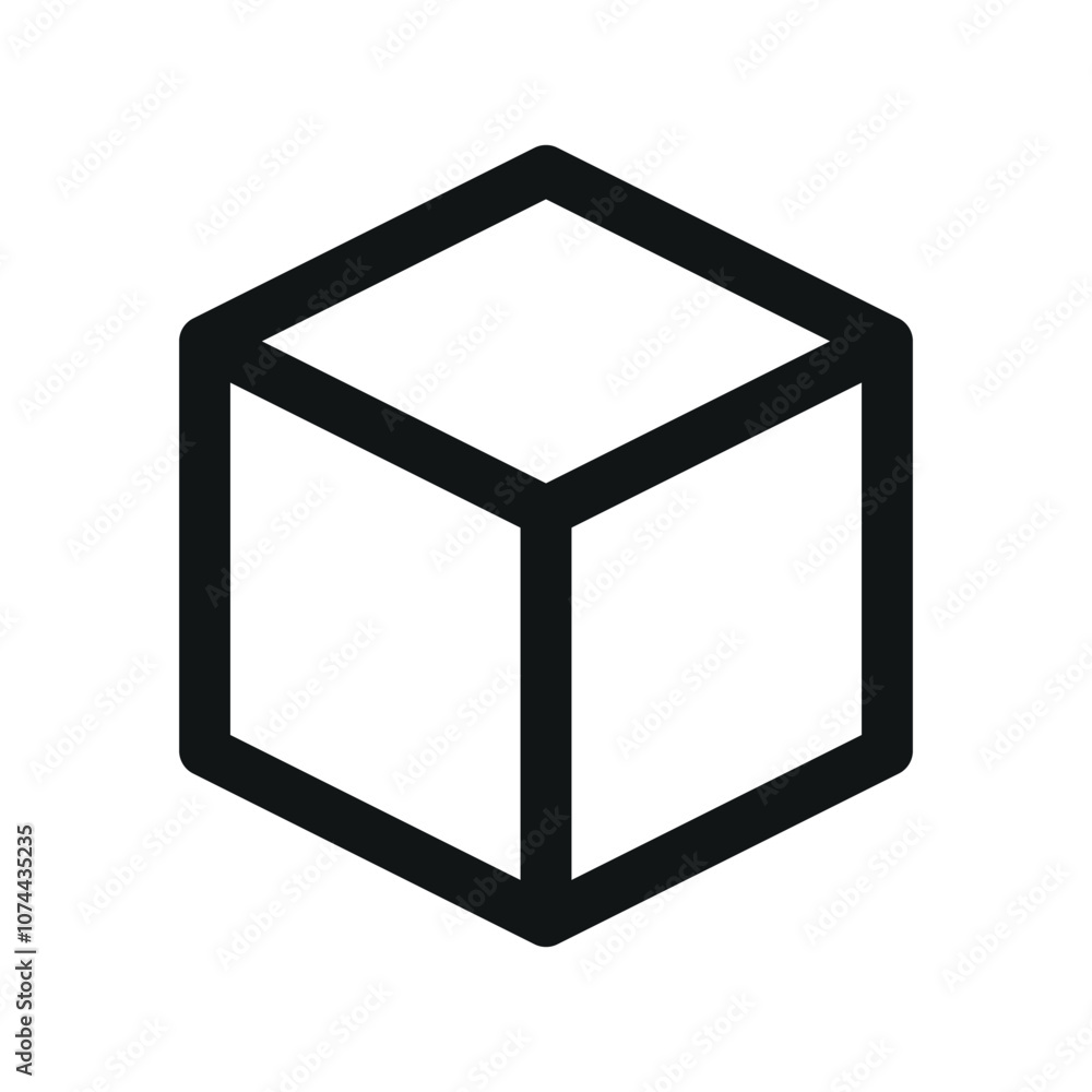 3D cube UI icon, cube simple line user interface vector symbol 3D cube UI icon, cube simple line user interface vector symbol