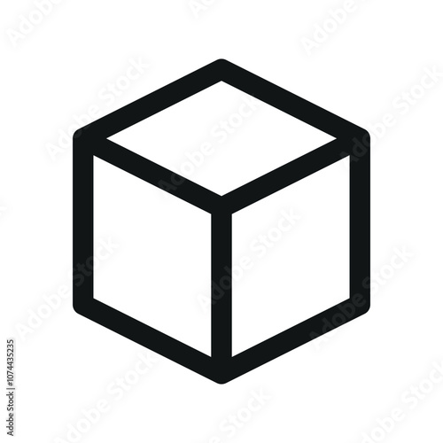 3D cube UI icon, cube simple line user interface vector symbol