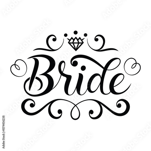 Bride text vector art illustration