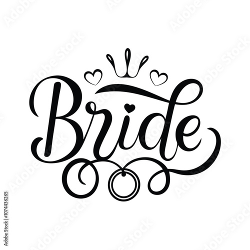 Bride text vector art illustration