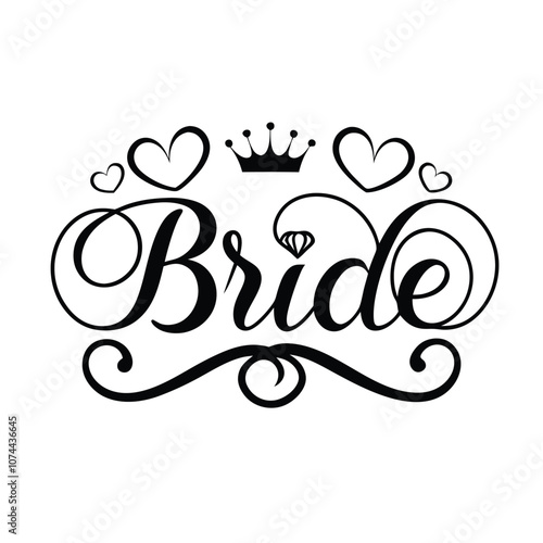 Bride text vector art illustration