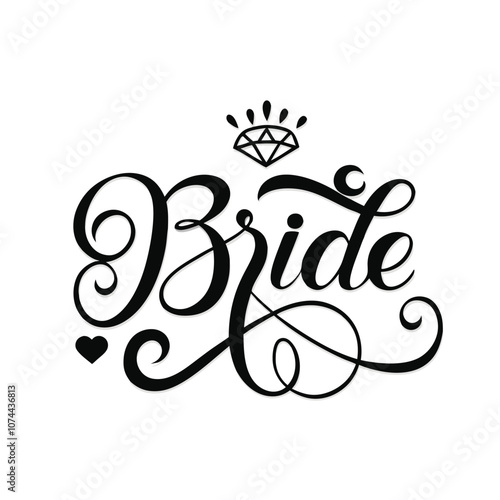 Bride text vector art illustration