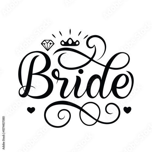 Bride text vector art illustration