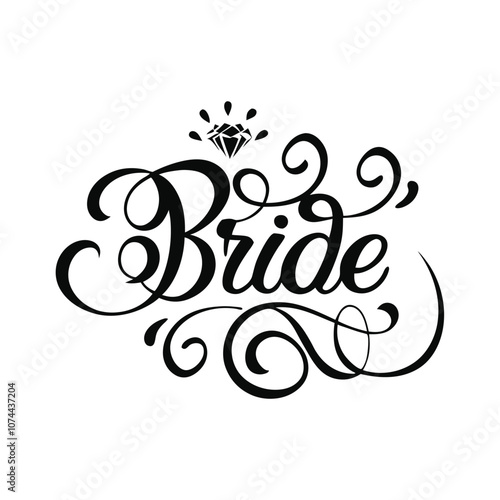 Bride text vector art illustration