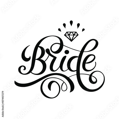 Bride text vector art illustration