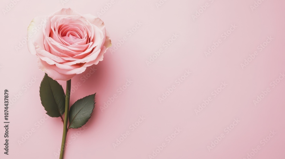 A delicate pink rose placed elegantly against a soft pink background, symbolizing beauty and romance. A delicate pink rose placed elegantly against a soft pink background, symbolizing beauty and romance.