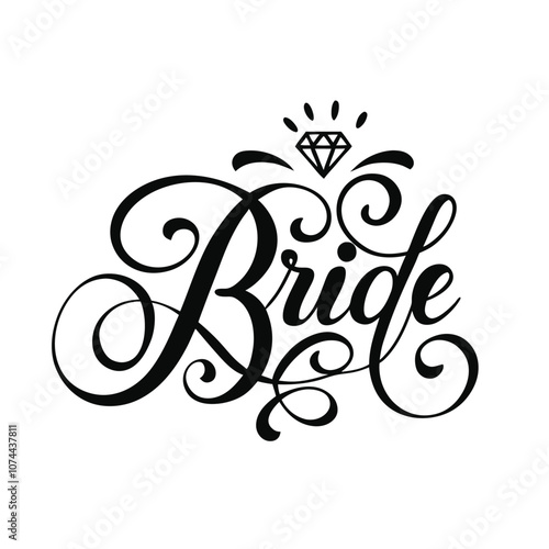 Bride text vector art illustration