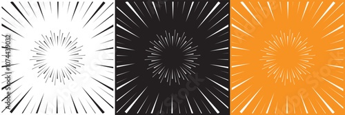 Manga or anime speed lines, zoom and motion effects. Comics radial light flash and fast movement vector. isolated on white and black background. vector illustration. EPS 10