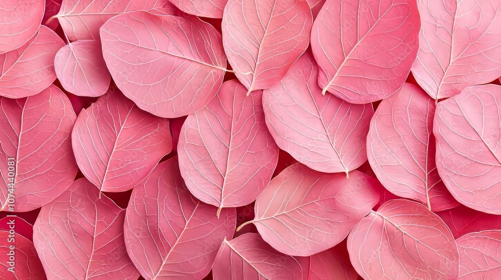 Vibrant pink fall leaves in close-up, warm light casting soft shadows, a blend of autumn and Valentine's Day tones, delicate textures visible Vibrant pink fall leaves in close-up, warm light casting soft shadows, a blend of autumn and Valentine's Day tones, delicate textures visible