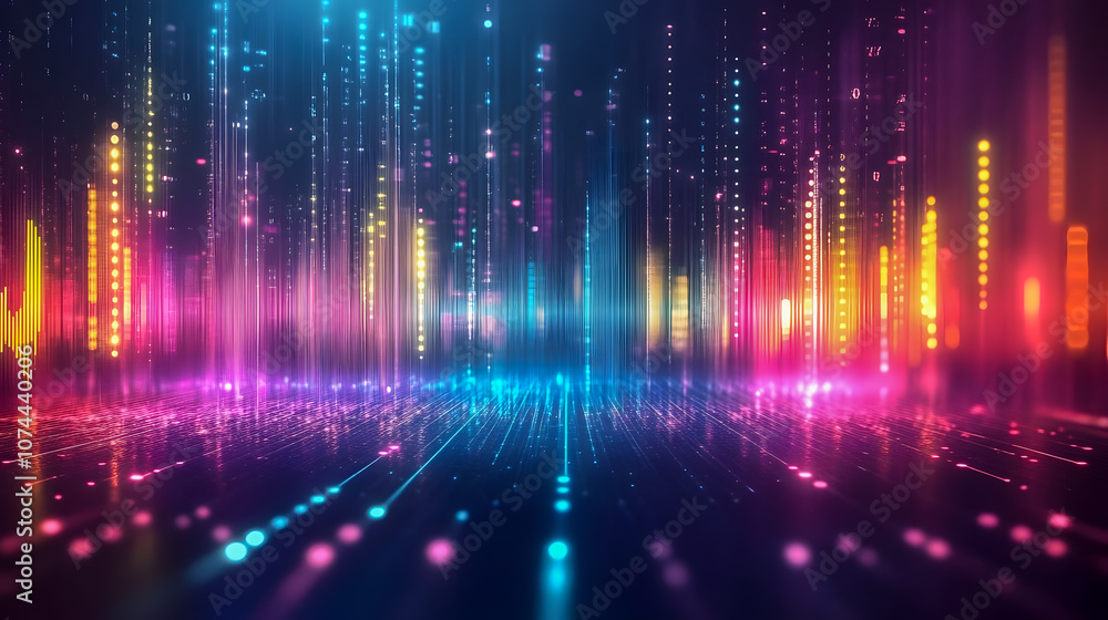 Vibrant Abstract Sound Waves with Colorful Lights and Digital Effects Creating a Contemporary Background for Music and Technology Themes Vibrant Abstract Sound Waves with Colorful Lights and Digital Effects Creating a Contemporary Background for Music and Technology Themes