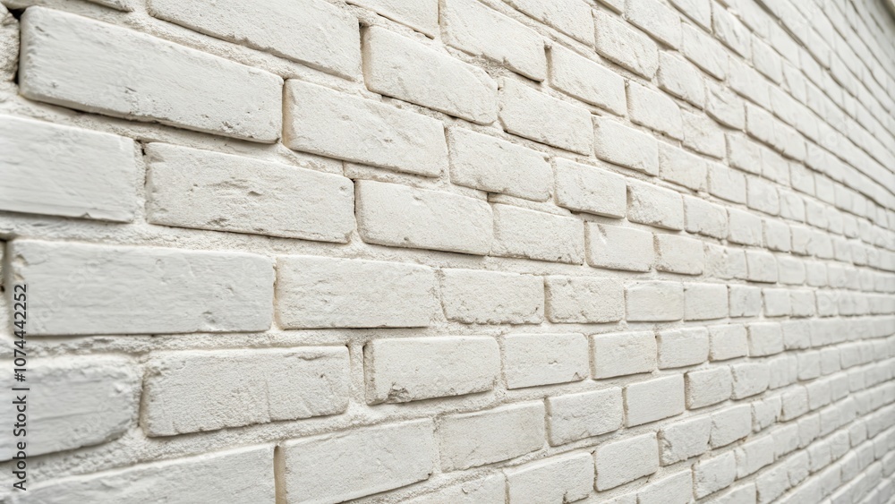 A crisp white brick wall with a slight perspective, revealing the subtle texture and patterns of each individual brick. A crisp white brick wall with a slight perspective, revealing the subtle texture and patterns of each individual brick.