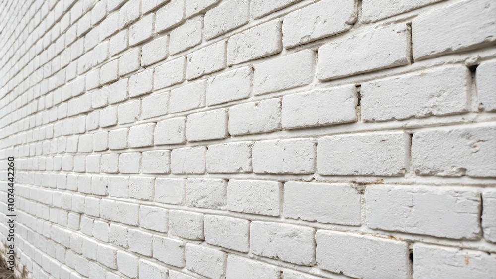 A Wall Constructed with White Brick, Featuring a Consistent Pattern and Subtle Variations in Texture, with a Perspective Creating a Sense of Depth A Wall Constructed with White Brick, Featuring a Consistent Pattern and Subtle Variations in Texture, with a Perspective Creating a Sense of Depth