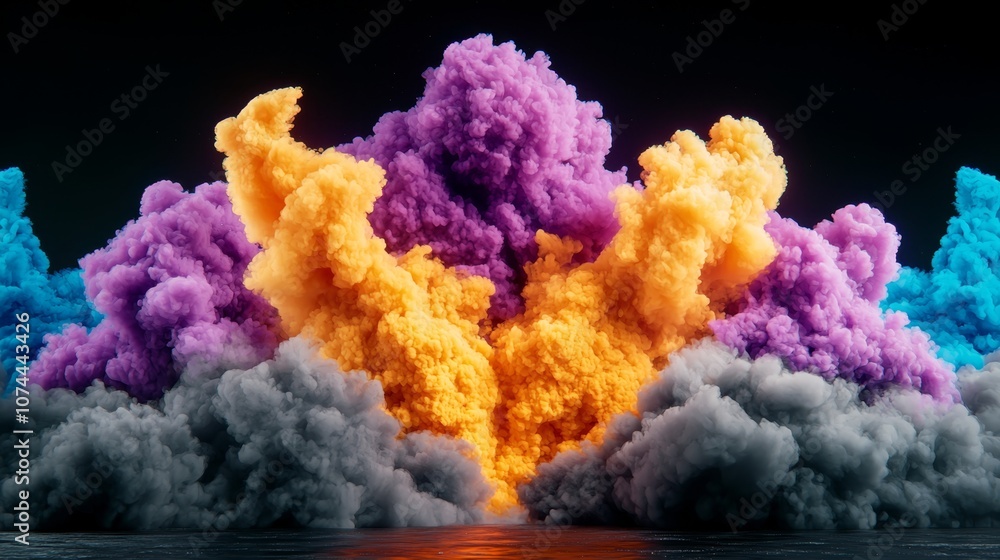 Fototapeta premium Ethereal Swirls of Colorful Smoke on Black Canvas - Abstract Artistic Background