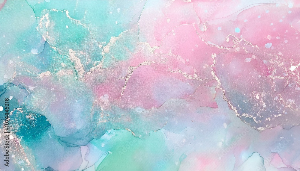 Fototapeta premium A soft watercolor background in pastel shades like pink, lavender, and mint