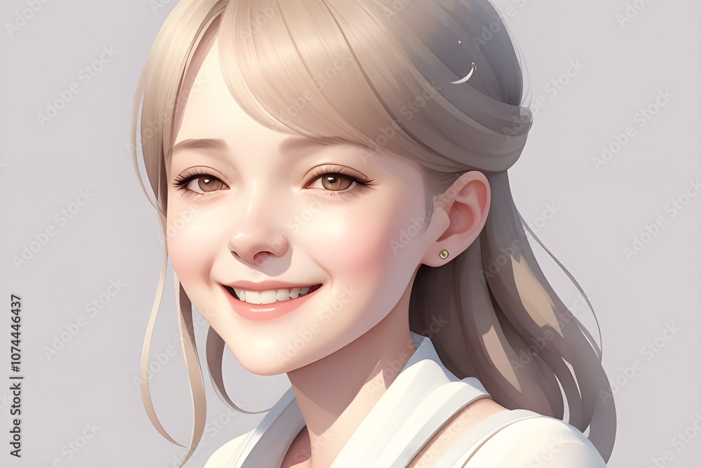 watercolor painting close up cute girl is smiling watercolor painting close up cute girl is smiling