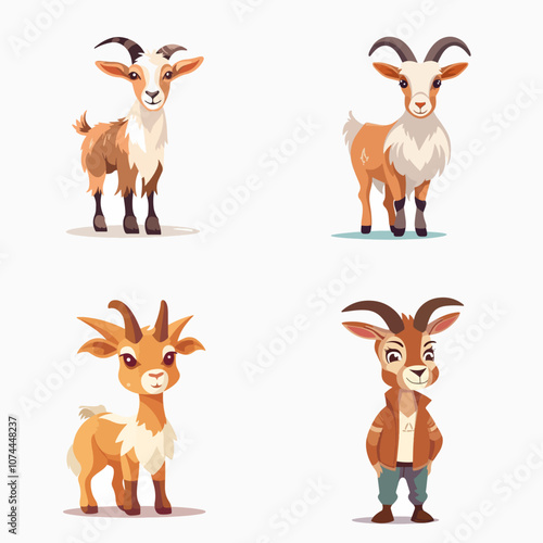 goat cartoon character SET ANIMAL STICKER