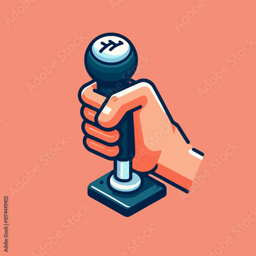 hand on gear shift logo illustration