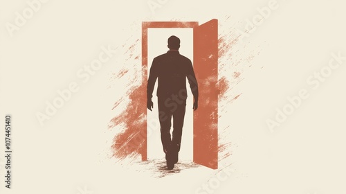 Freedom is a Right; A human figure walking through a slightly open door, representing access to freedom and justice.