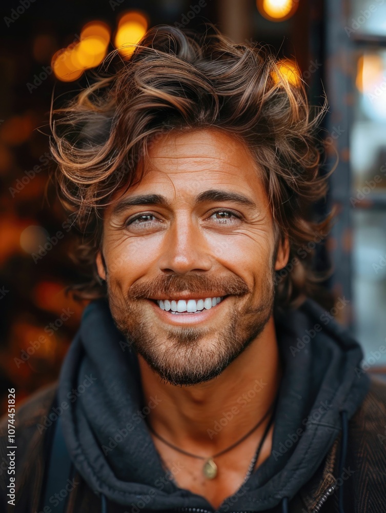 Smiling Young Man With Stylish Hair and Bright Eyes Smiling Young Man With Stylish Hair and Bright Eyes