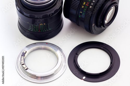 Lens and adapter for used with camera.