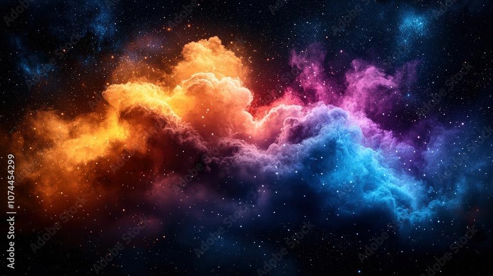 Fototapeta premium Stunning Cosmic Cloud Display in Vibrant Colors Showcasing a Majestic Night Sky Filled with Stars and Nebulae, Perfect for Space-Themed Projects and Backgrounds