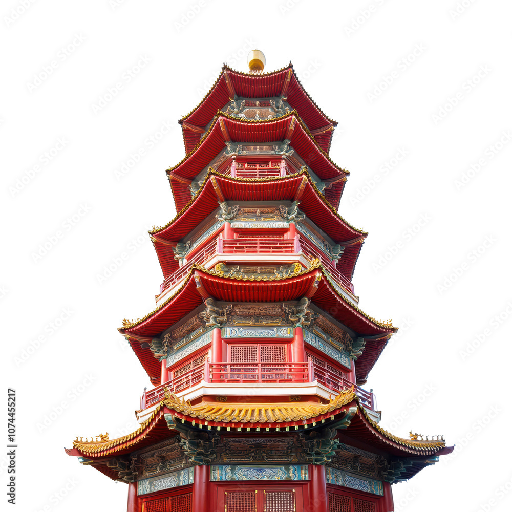 Stunning pagoda architecture with vibrant colors and intricate details. transparent background Stunning pagoda architecture with vibrant colors and intricate details. transparent background