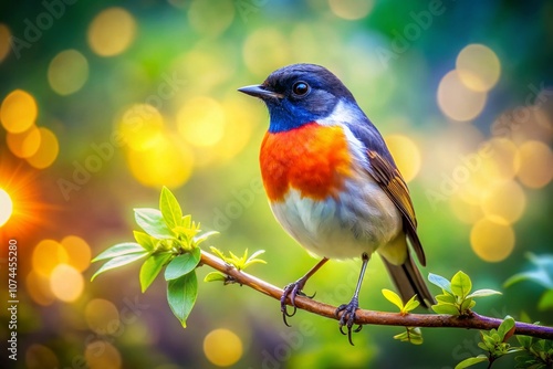 Captivating Lynda Bird in Natural Habitat with Soft Bokeh Background, Showcasing Vibrant Colors and Elegant Features in an Enchanting Outdoor Setting photo