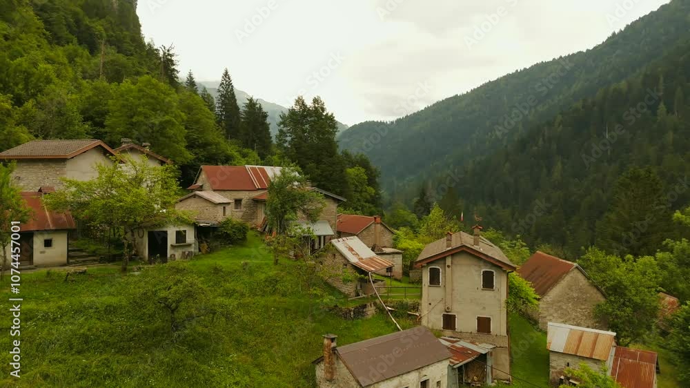 This drone captures the charm of a small town nestled in the Dolomites. This drone captures the charm of a small town nestled in the Dolomites.