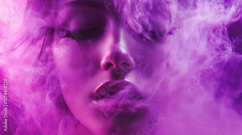 Violet smoke swirling gracefully against dark background with vibrant purple hues and dynamic motion, creating an abstract and ethereal atmosphere for digital designs, creative projects, backgrounds