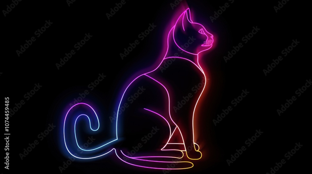 Neon Cat Silhouette Neon Cat Silhouette