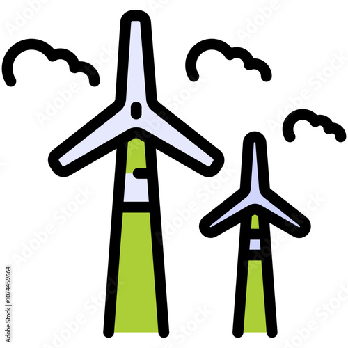 windmills filled line icon