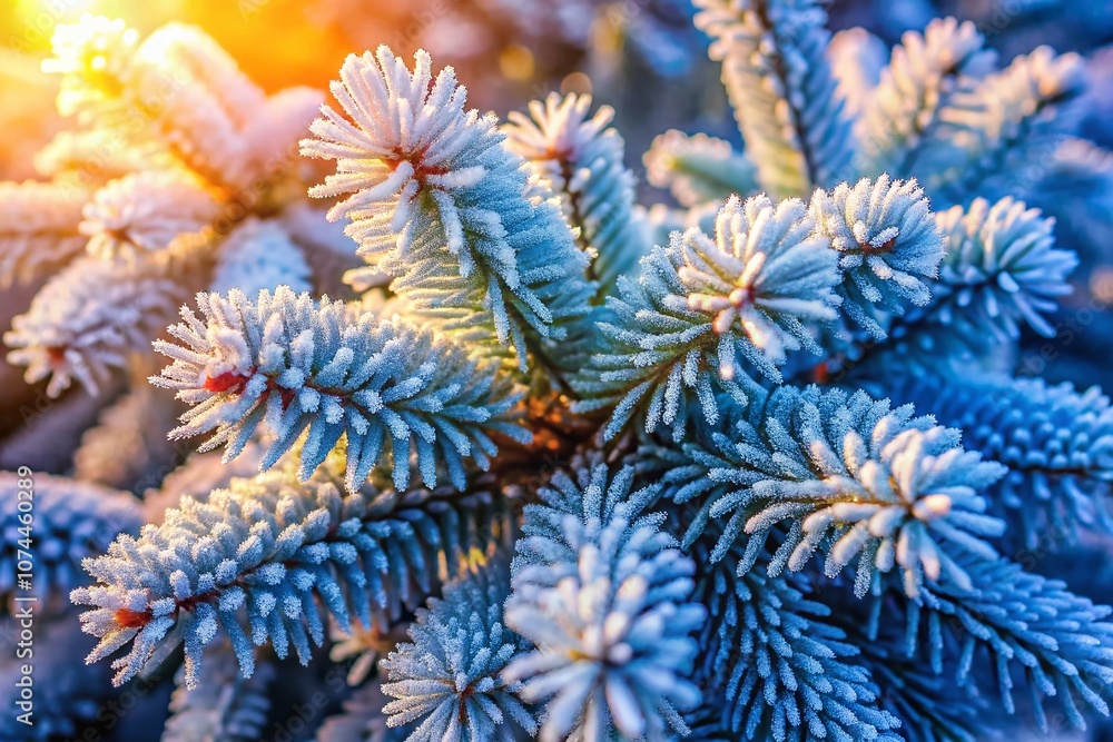 Captivating Tilt-Shift Photography of Hoarfrost Adorning Spruce Tree Branches in a Winter Wonderland, Emphasizing Nature's Icy Beauty and Delicate Details Captivating Tilt-Shift Photography of Hoarfrost Adorning Spruce Tree Branches in a Winter Wonderland, Emphasizing Nature's Icy Beauty and Delicate Details