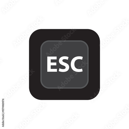 Esc white 3D button on white background. Computers particles keyboards. Vector illustration.