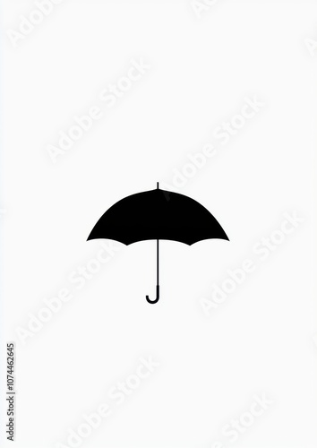 A black umbrella is shown on a white background