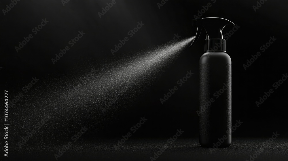 Simple and sleek black spray bottle on transparent background, highlighting the bottle's ergonomic design and versatility. Simple and sleek black spray bottle on transparent background, highlighting the bottle's ergonomic design and versatility.
