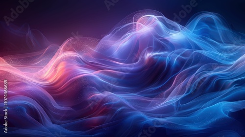 Vibrant Abstract Waves of Colorful Light with Ethereal Shimmering Effects in Shades of Blue, Purple, and Red for Dynamic Backgrounds and Creative Projects