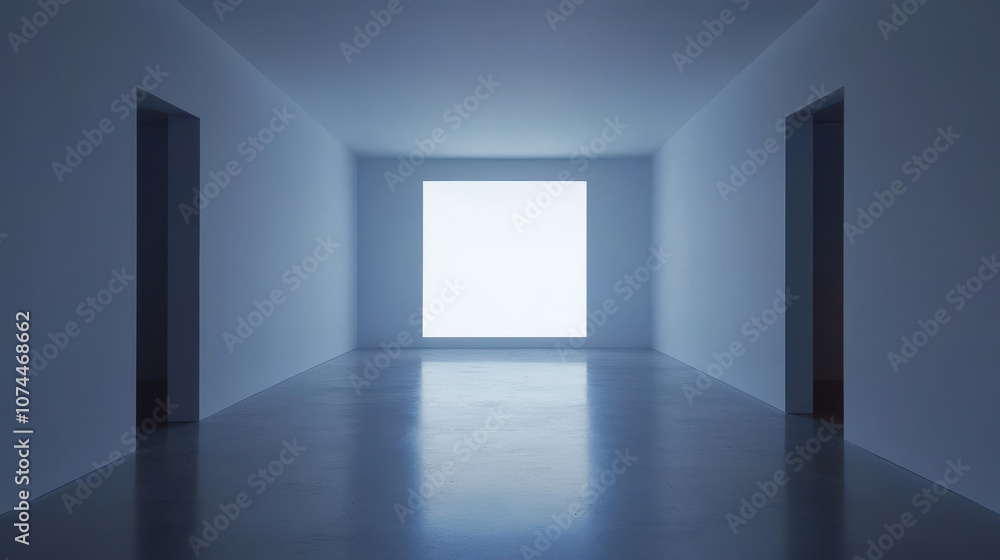 Obraz premium Minimalist Interior with Bright Window and Two Open Doorways
