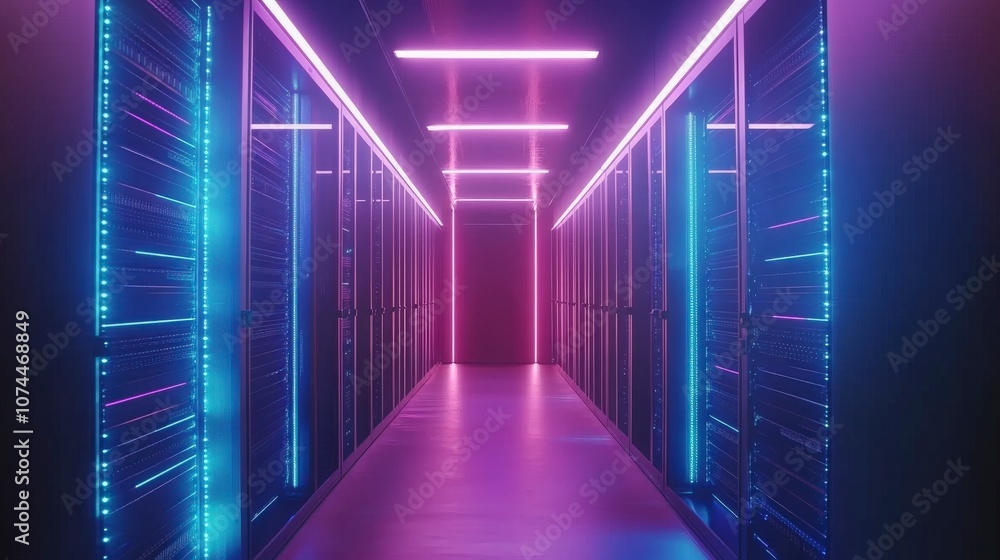 Neon-Lit Server Room Neon-Lit Server Room