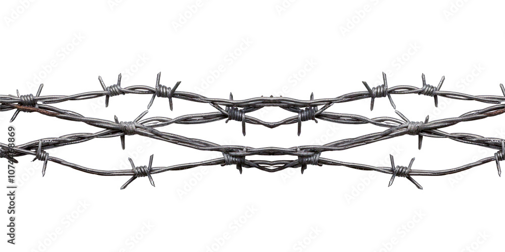 a wire fence with barbed wire. a wire fence with barbed wire.