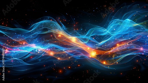 Wallpaper Mural Abstract Waves of Colorful Light in Cosmic Space, Illuminating with Bright Stars, Ethereal Swirls and Nebula-like Patterns for a Vibrant Visual Experience Torontodigital.ca