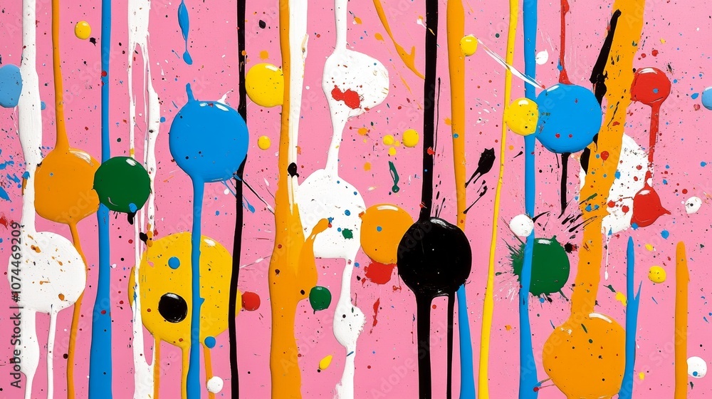 custom made wallpaper toronto digitalAbstract Pink Background with Colorful Paint Splats and Drips