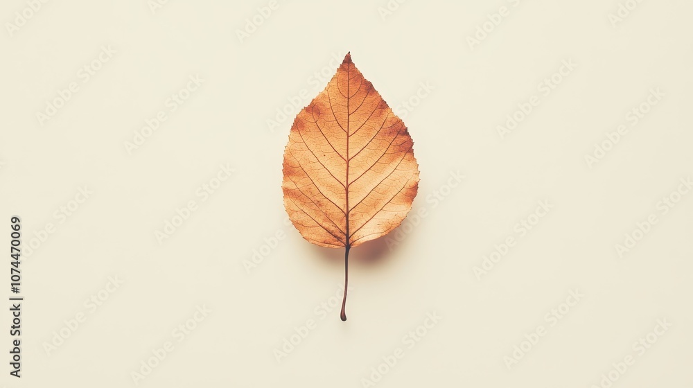 A Single Dried Leaf Against a Light Background A Single Dried Leaf Against a Light Background